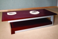 Mahogany Coffee Table with Stainless Steel Legs